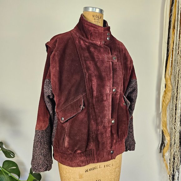 90's Vintage NYG New York Girl Burgundy Suede Jacket - Picture 2 of 13